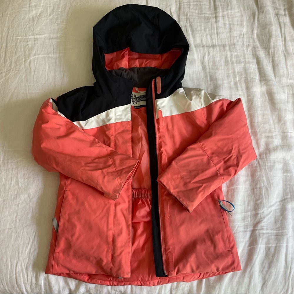 Kids Coral and Black Hooded Jacket